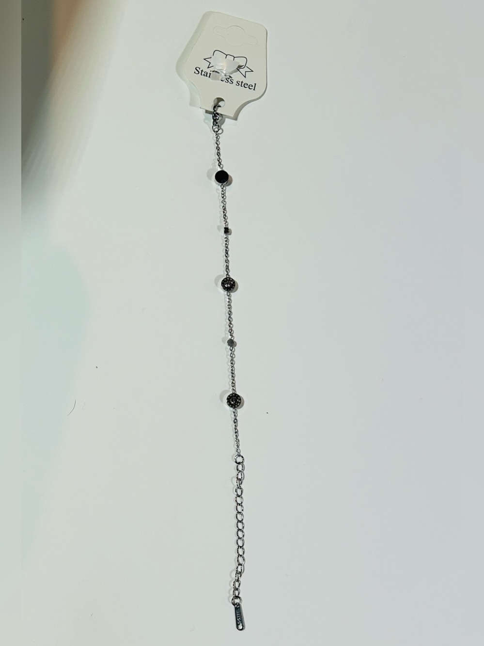 Stainless Steel Roman Numeral Bracelet | Silver Tone Crystal Accent Chain